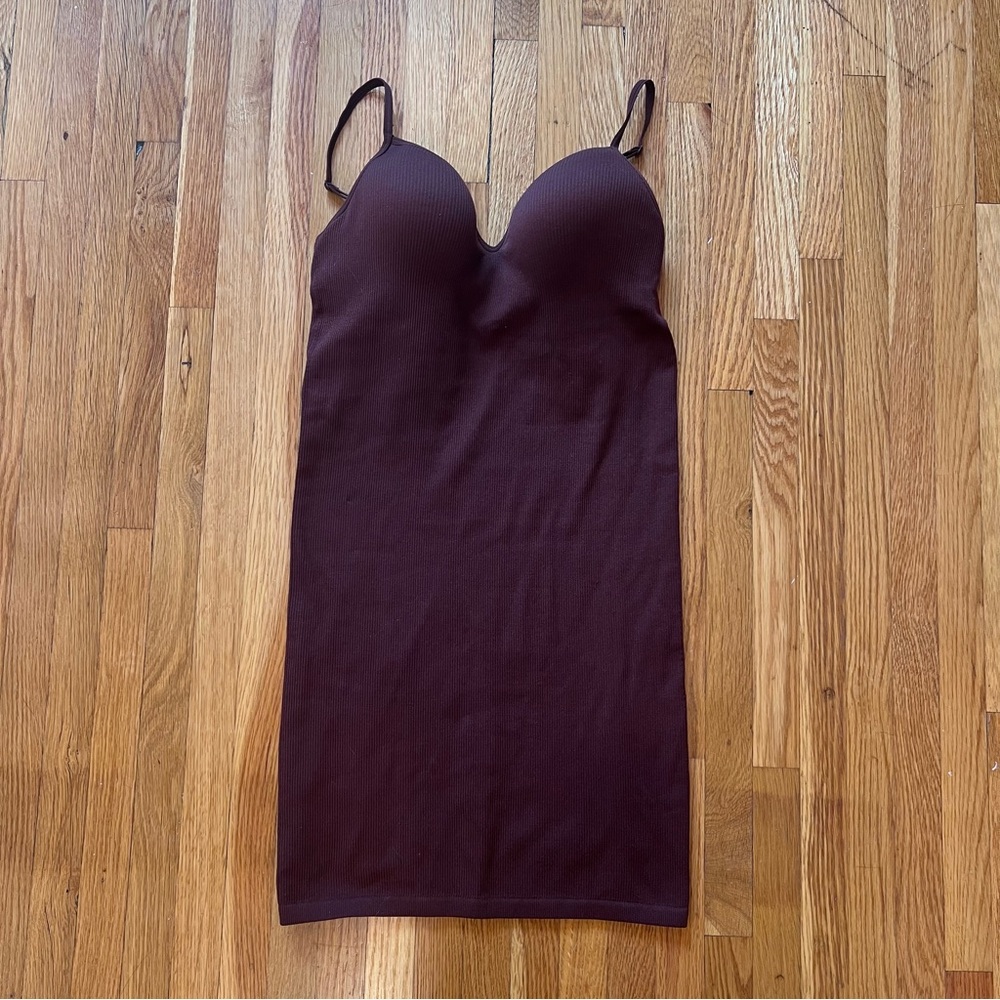 Brown Spaghetti Strap mini dress
